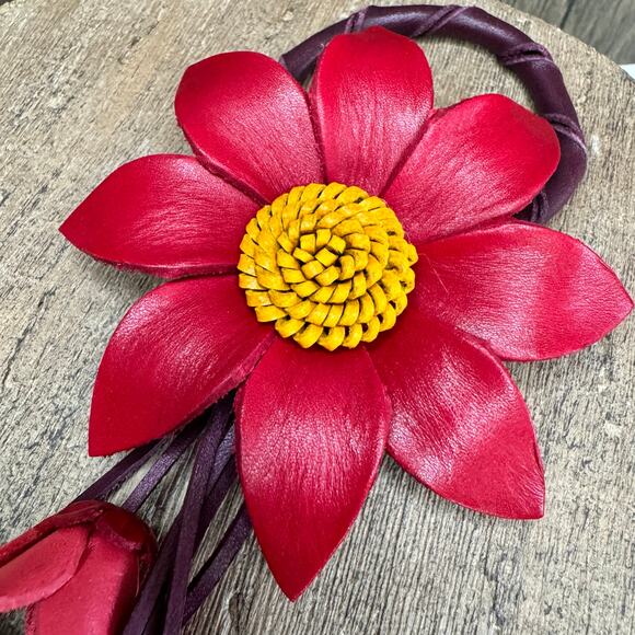 Genuine Leather Bag Charm Leather Purse Accessories Flower Bag Charm NEW - Picture 6 of 8